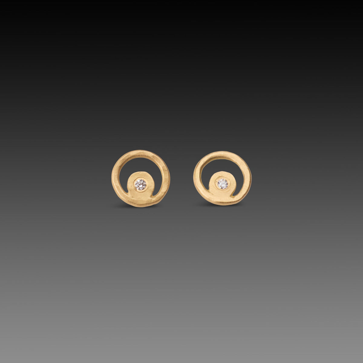 Gold Filigree Diamond Dot Stud Earrings