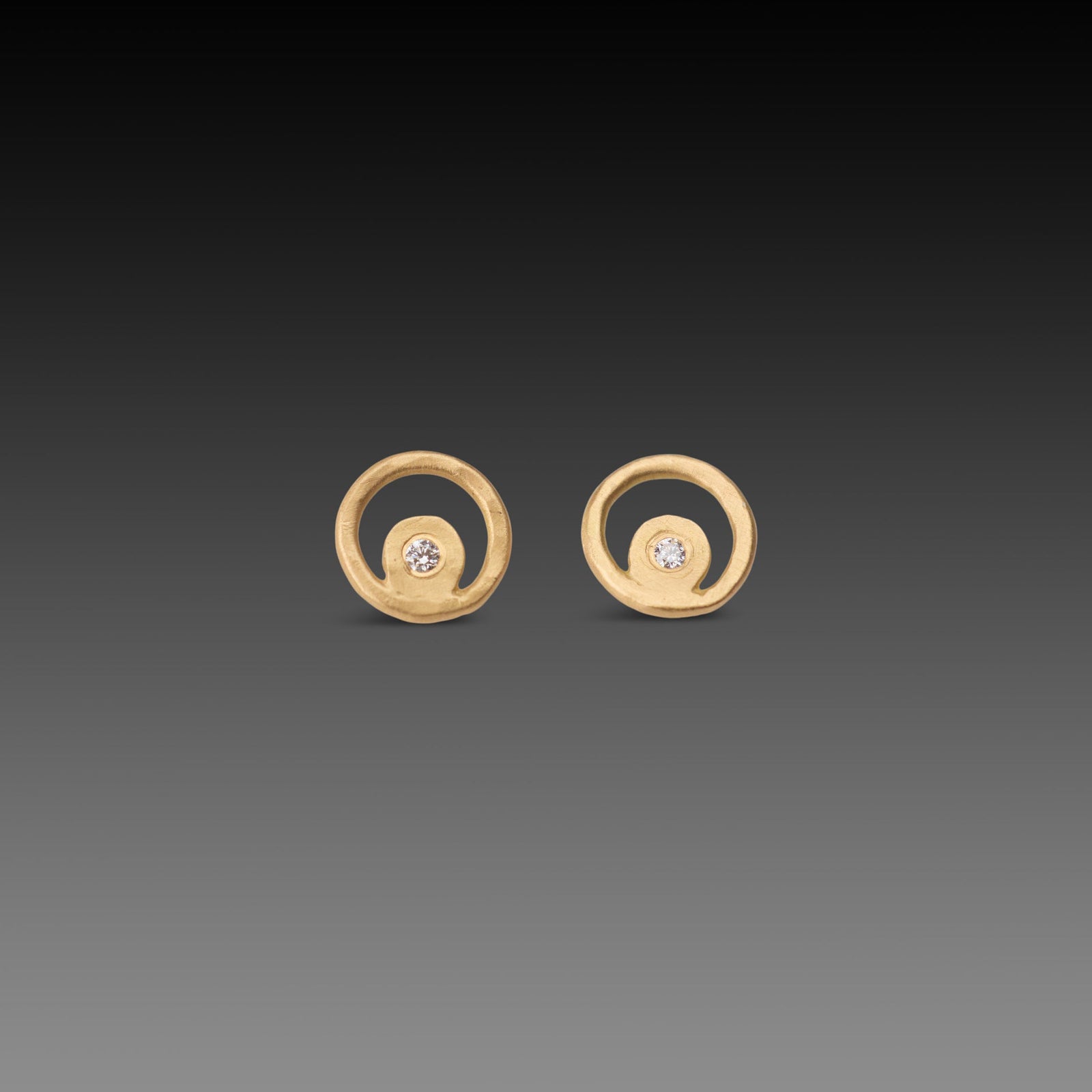 Gold Filigree Diamond Dot Stud Earrings