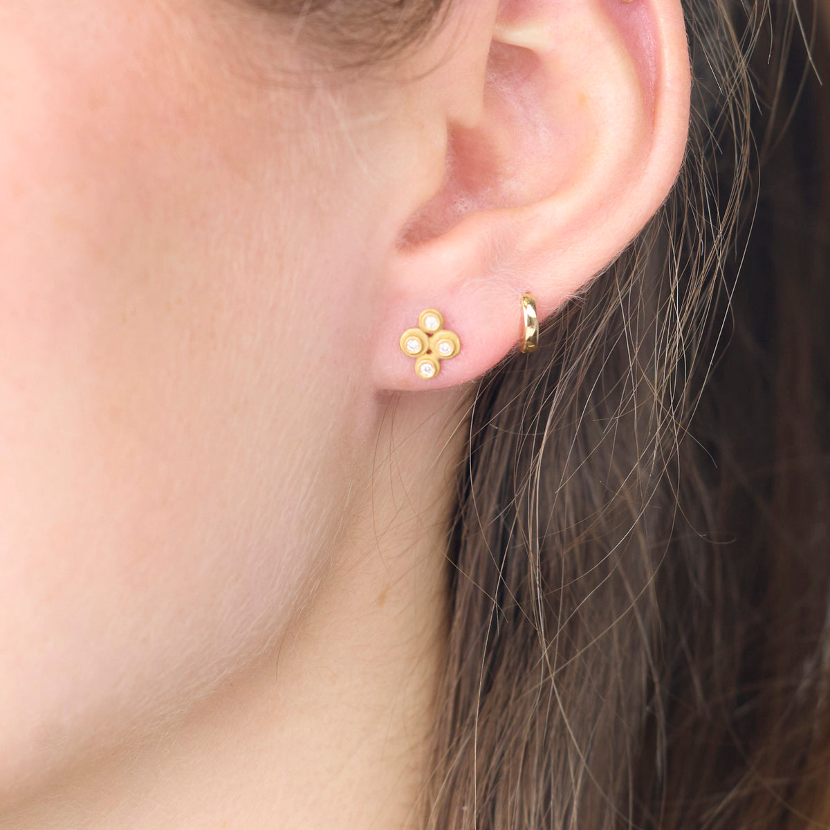 Raised Diamond Dot Stud Earrings
