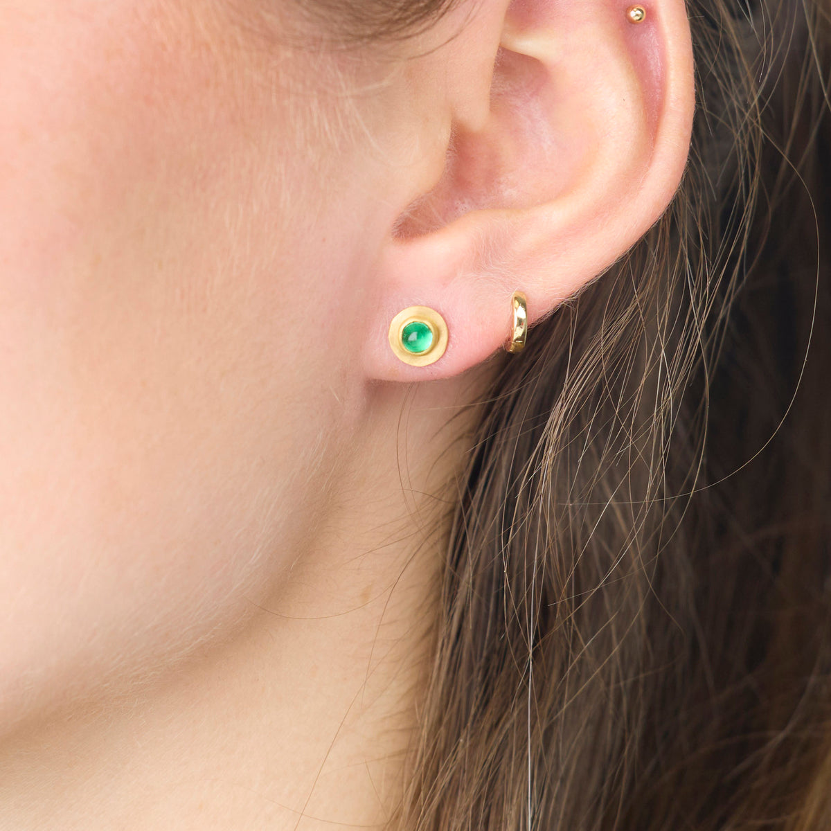 Round Emerald Stud Earrings