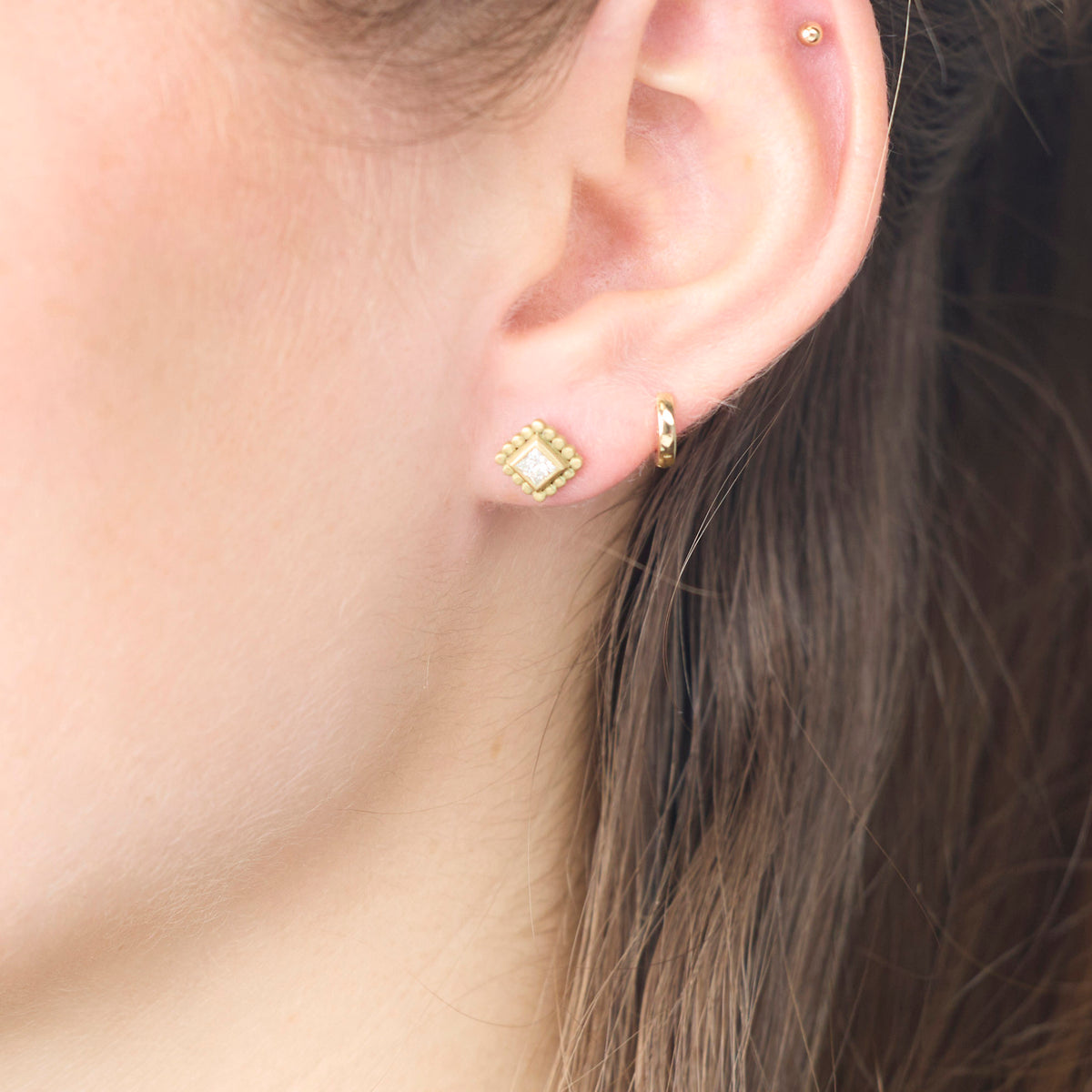 Square Diamond Stud Earrings