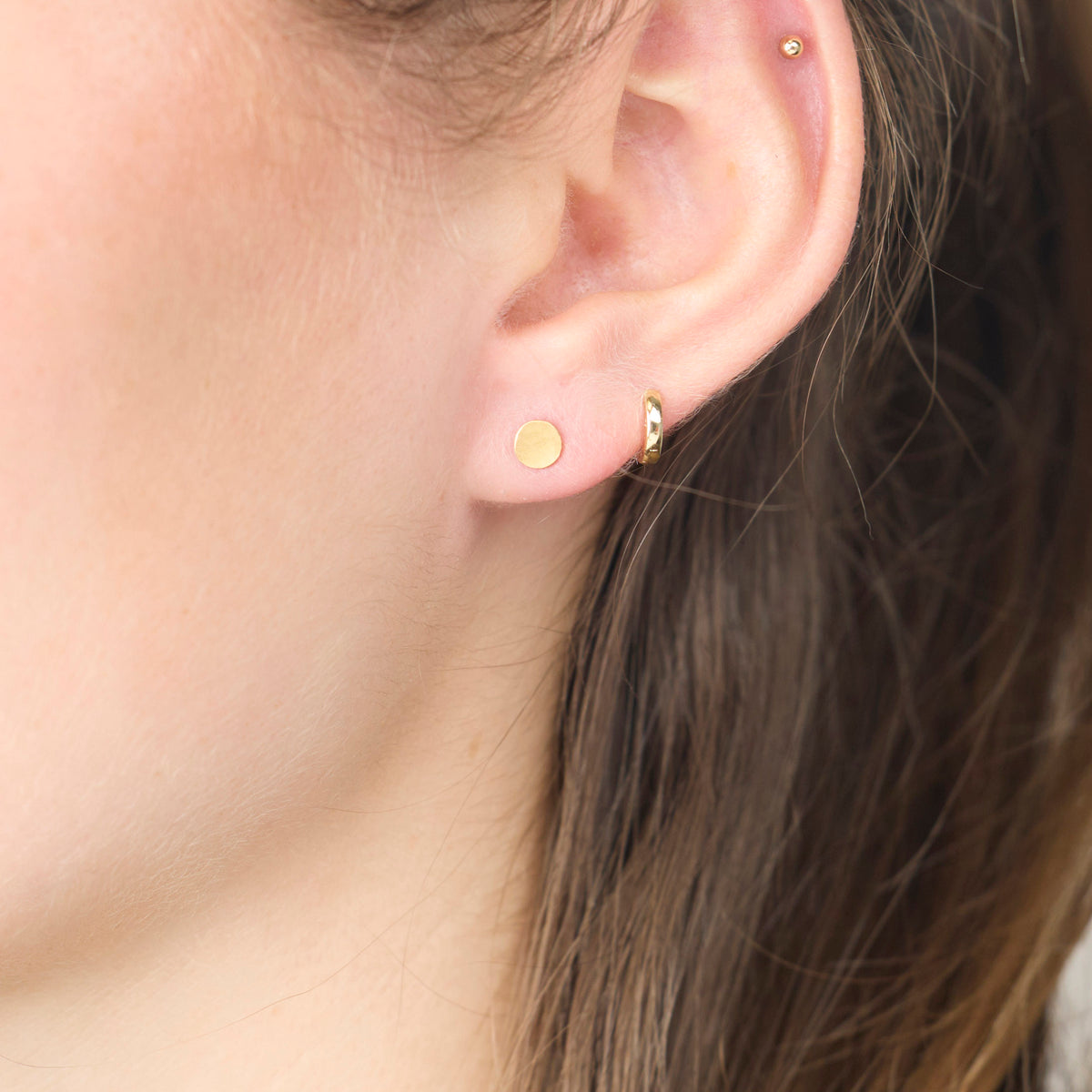 Small Gold Disk Stud Earrings