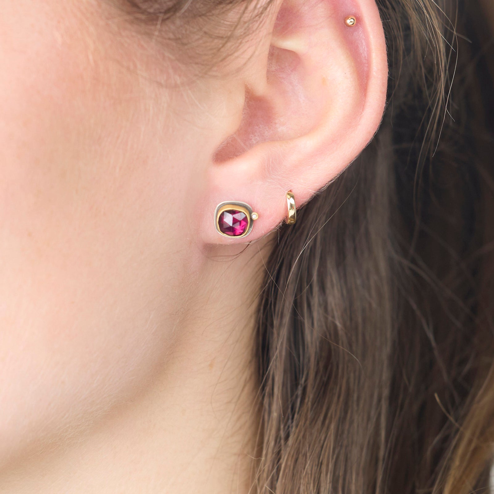 Rhodolite Garnet Stud Earrings