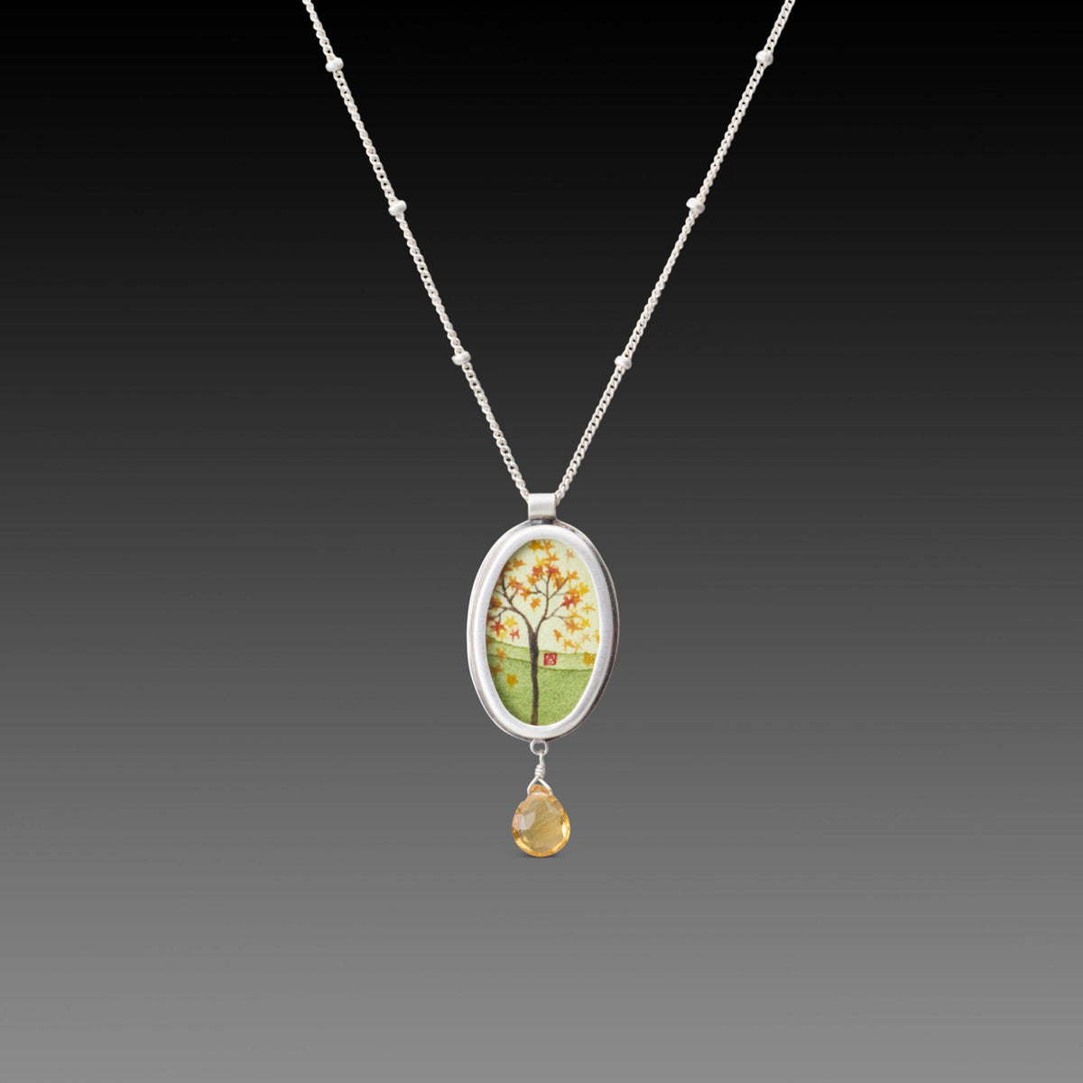 Oval Autumn Maple Necklace