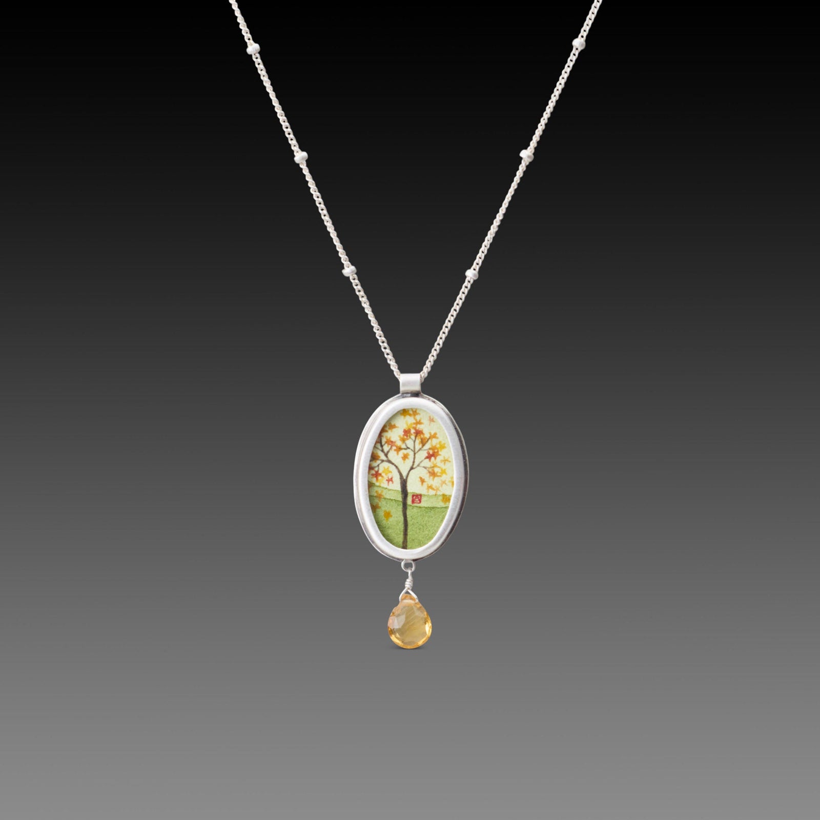 Oval Autumn Maple Necklace