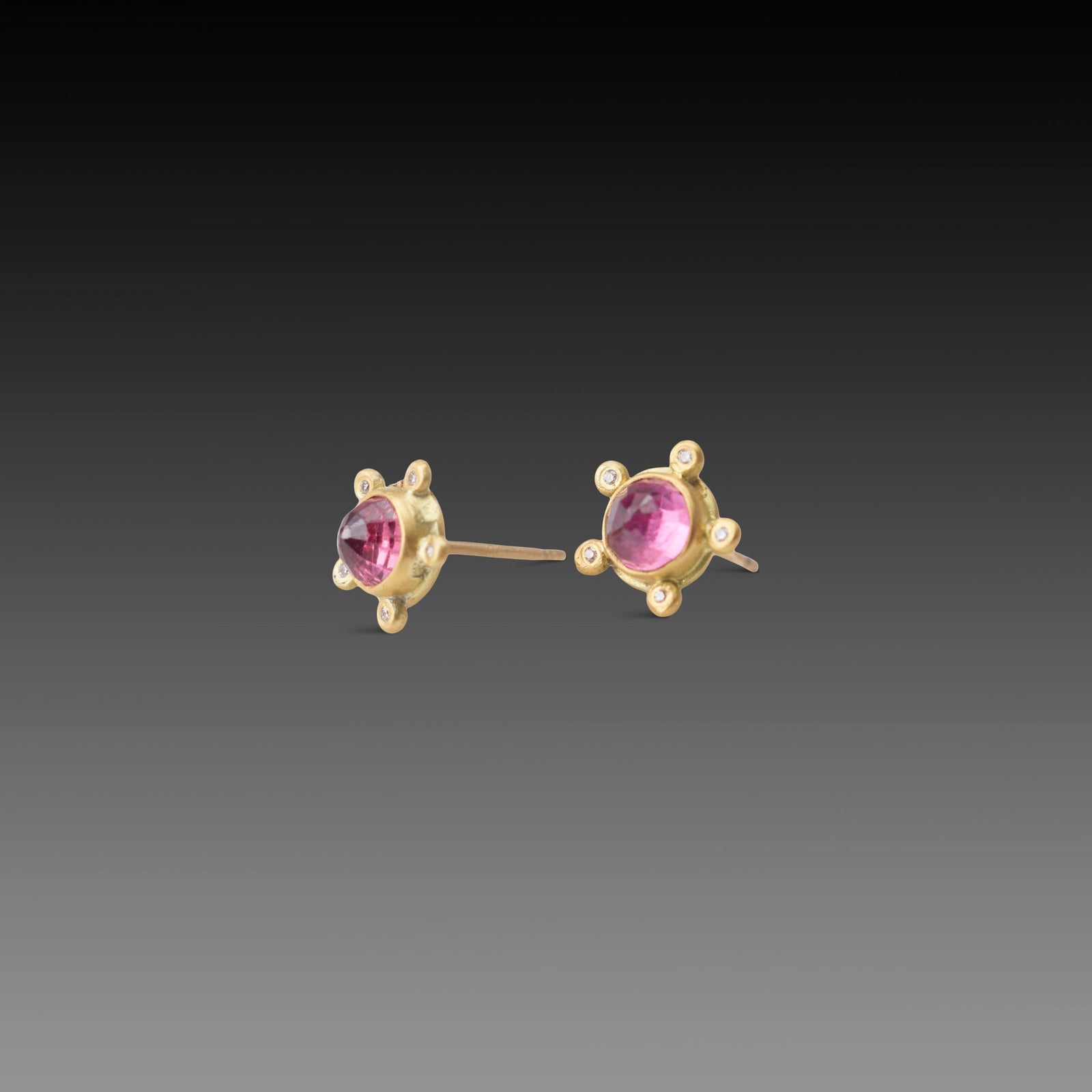 Ruby Stud Earrings with Diamonds