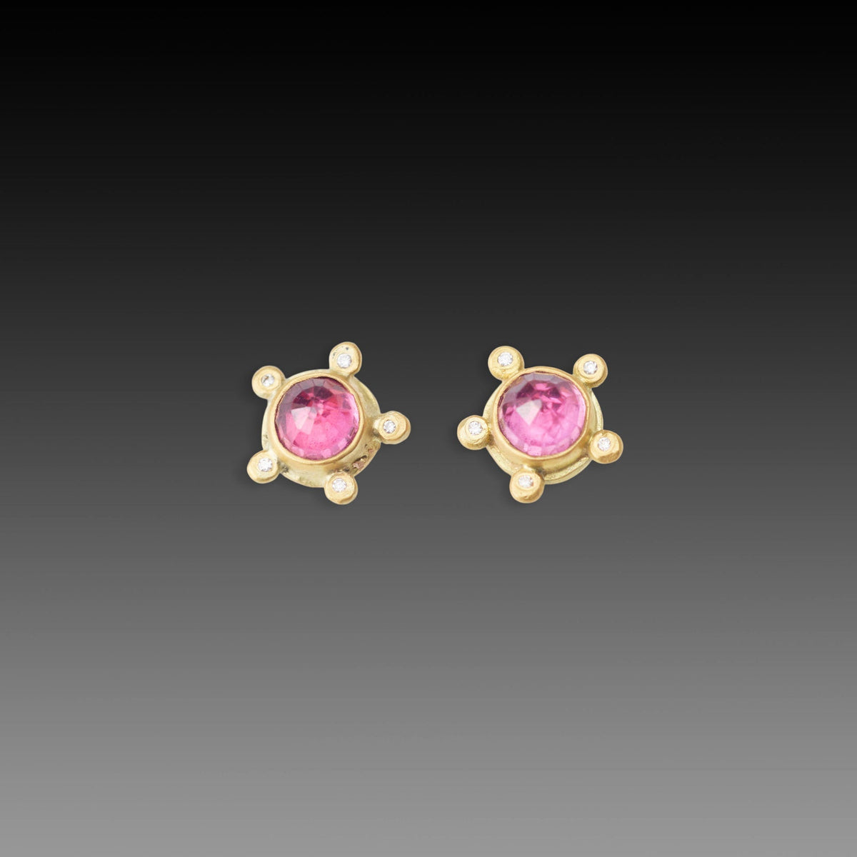 Ruby Stud Earrings with Diamonds