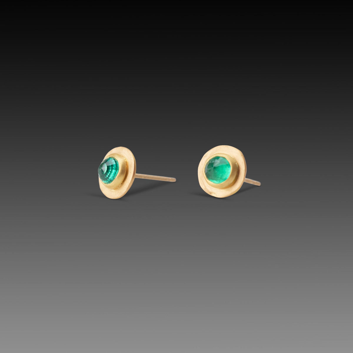 Round Emerald Stud Earrings