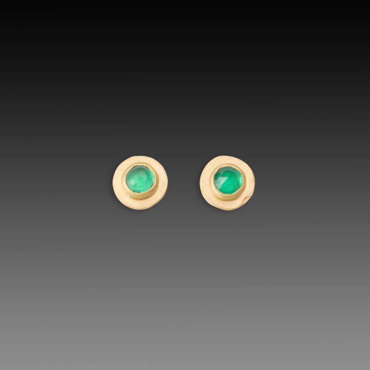 Round Emerald Stud Earrings