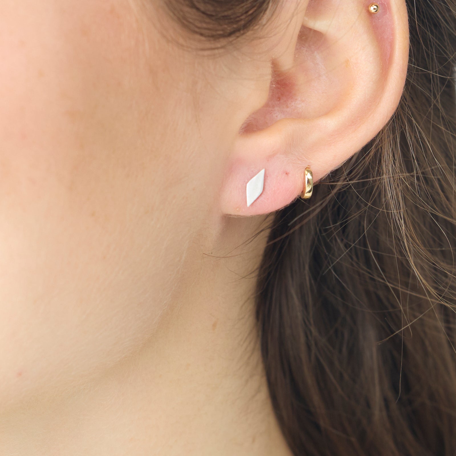 Geometric Silver Stud Earrings
