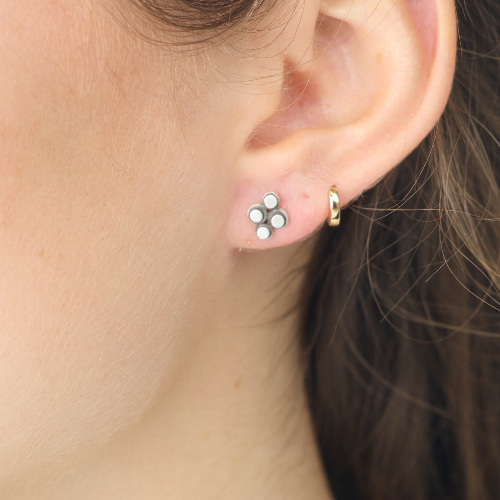 Raised Disk Stud Earrings
