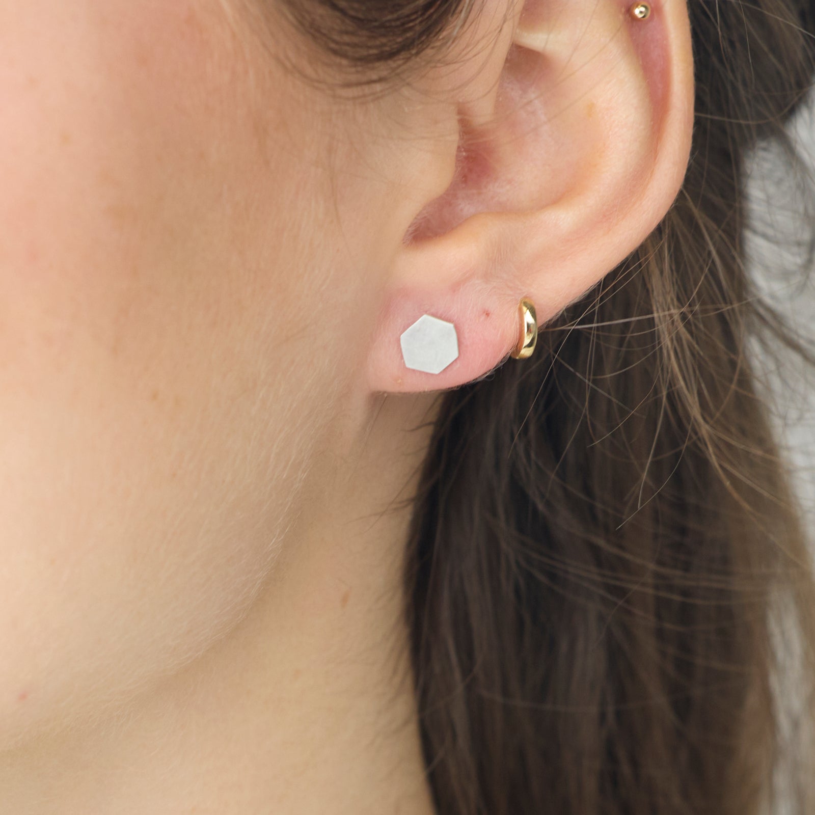 Small Hexagon Stud Earrings