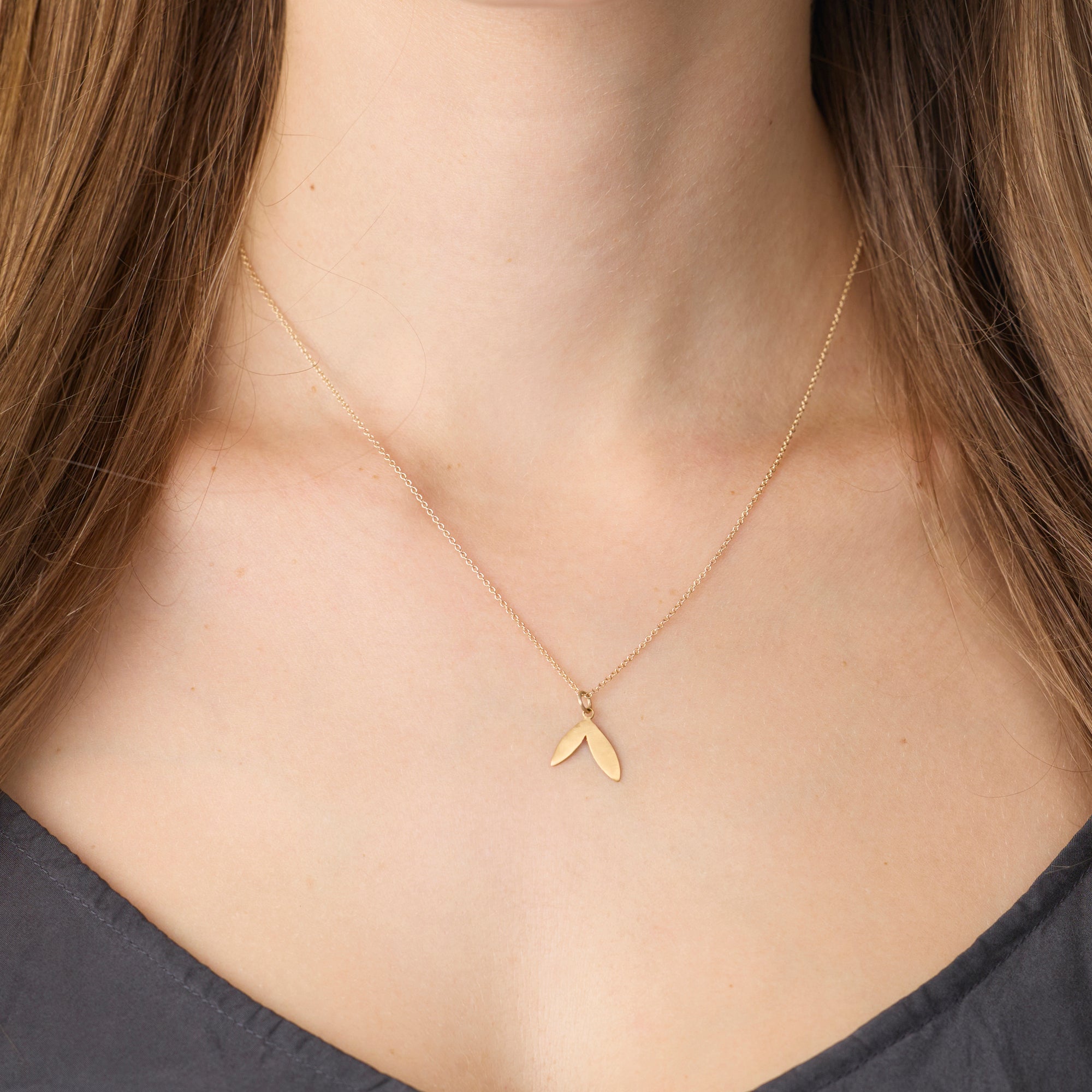 Gold Double Leaf Necklace - Ananda Khalsa
