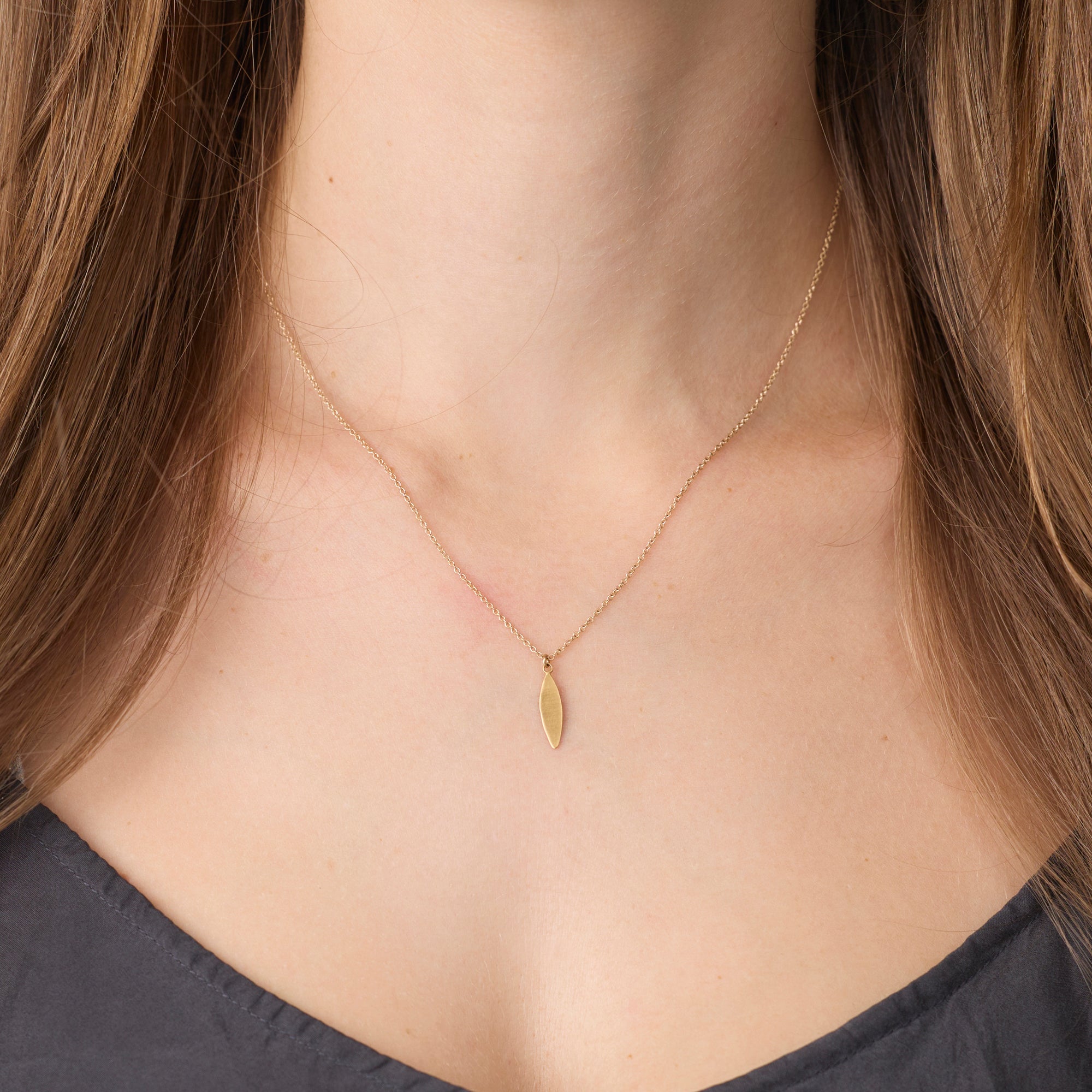 Gold Single Leaf Necklace - Ananda Khalsa