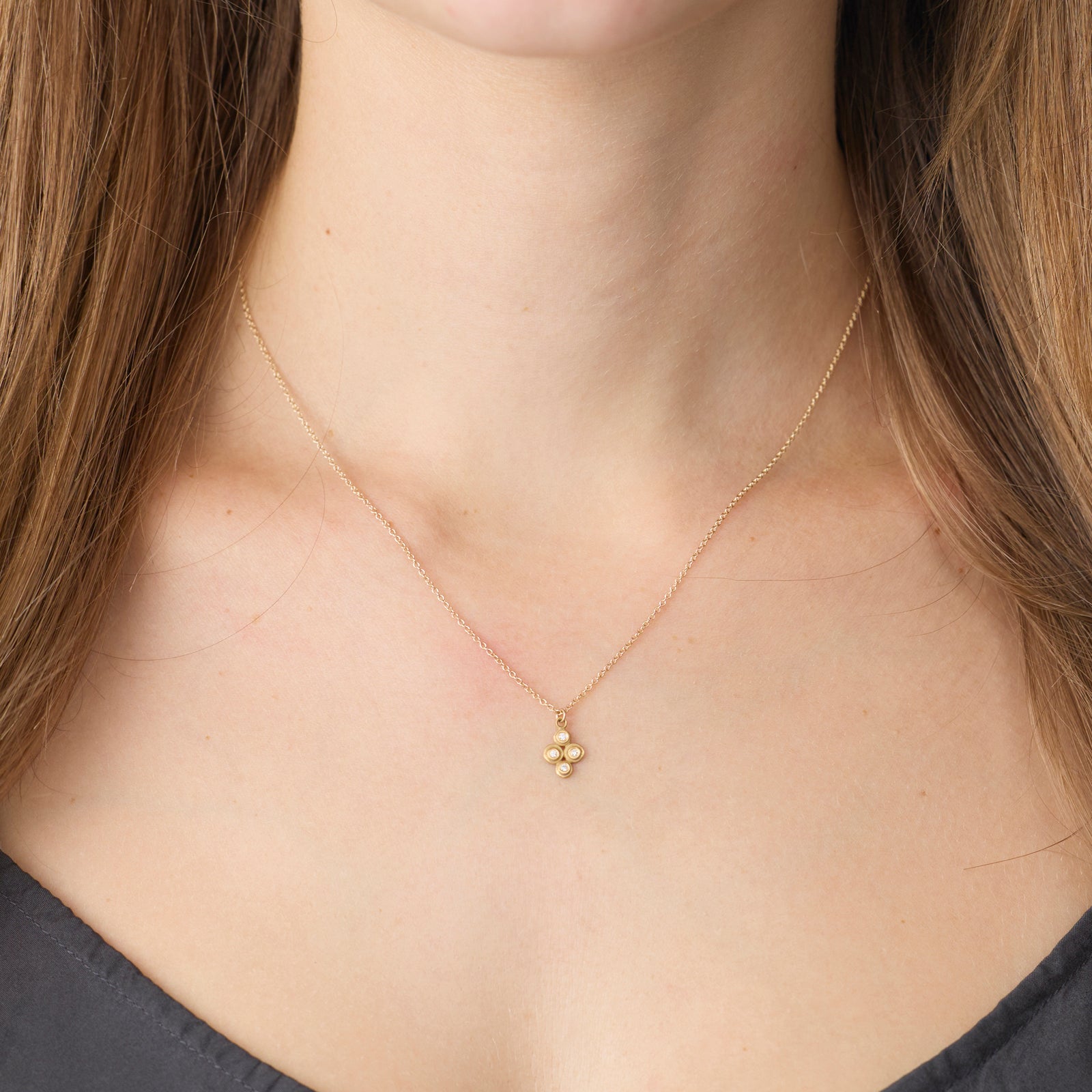 Gold Multi Disk Necklace with Diamonds