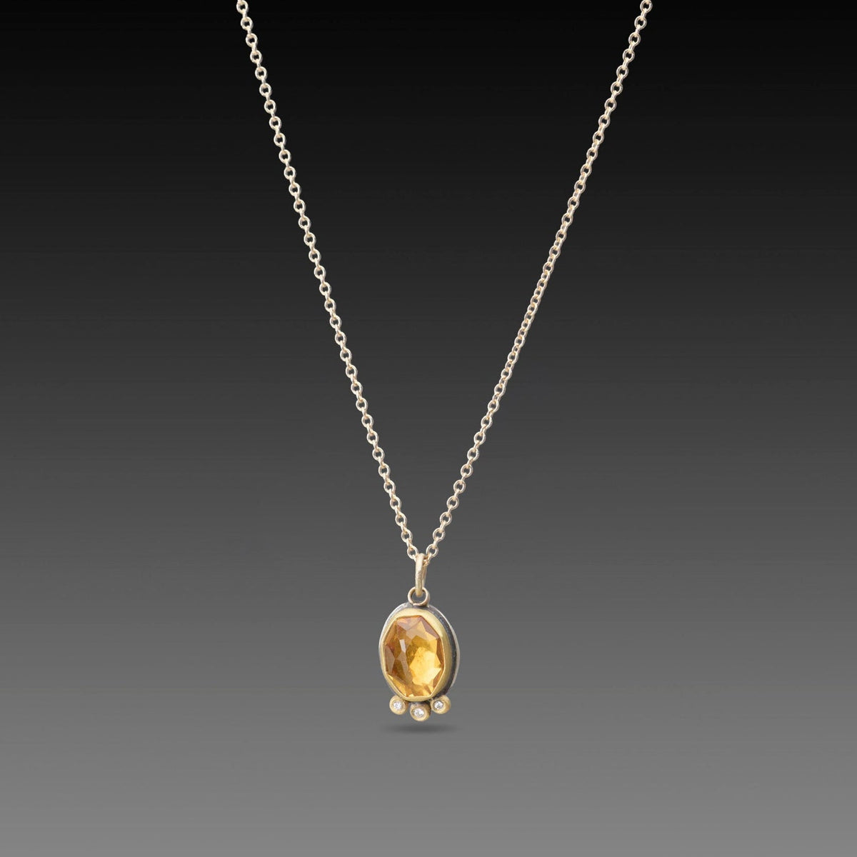 Citrine Necklace with Diamond Trio