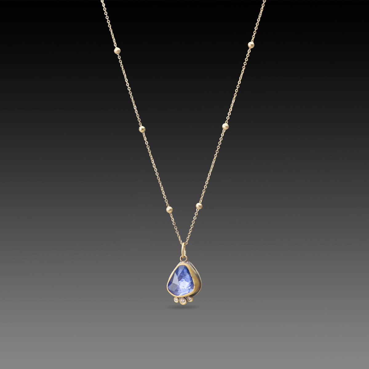 Organic Sapphire Necklace with Diamonds