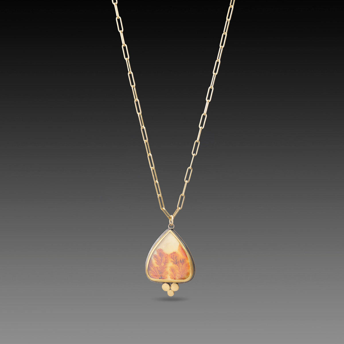 Dendritic Agate Necklace with Gold Trio