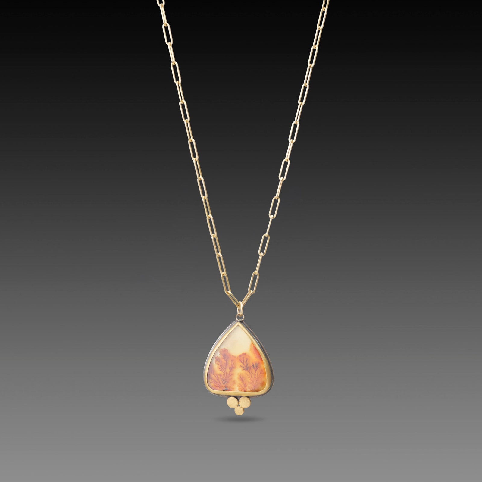 Dendritic Agate Necklace with Gold Trio