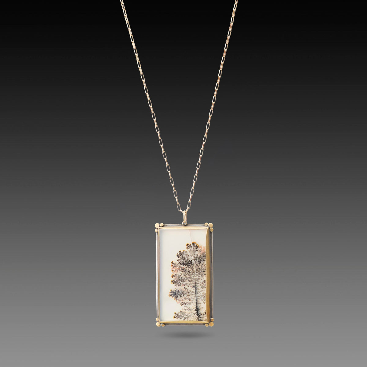 Dendritic Agate Necklace with Paperclip Chain