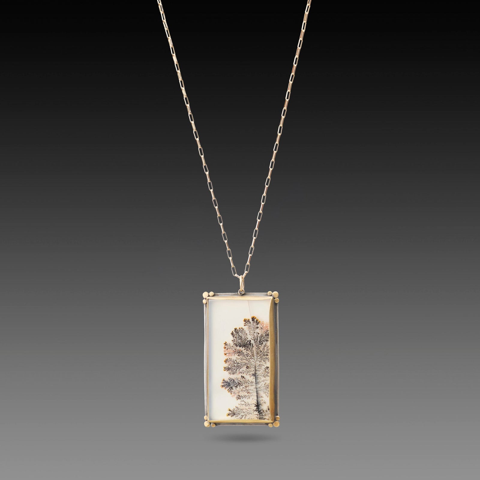 Dendritic Agate Necklace with Paperclip Chain