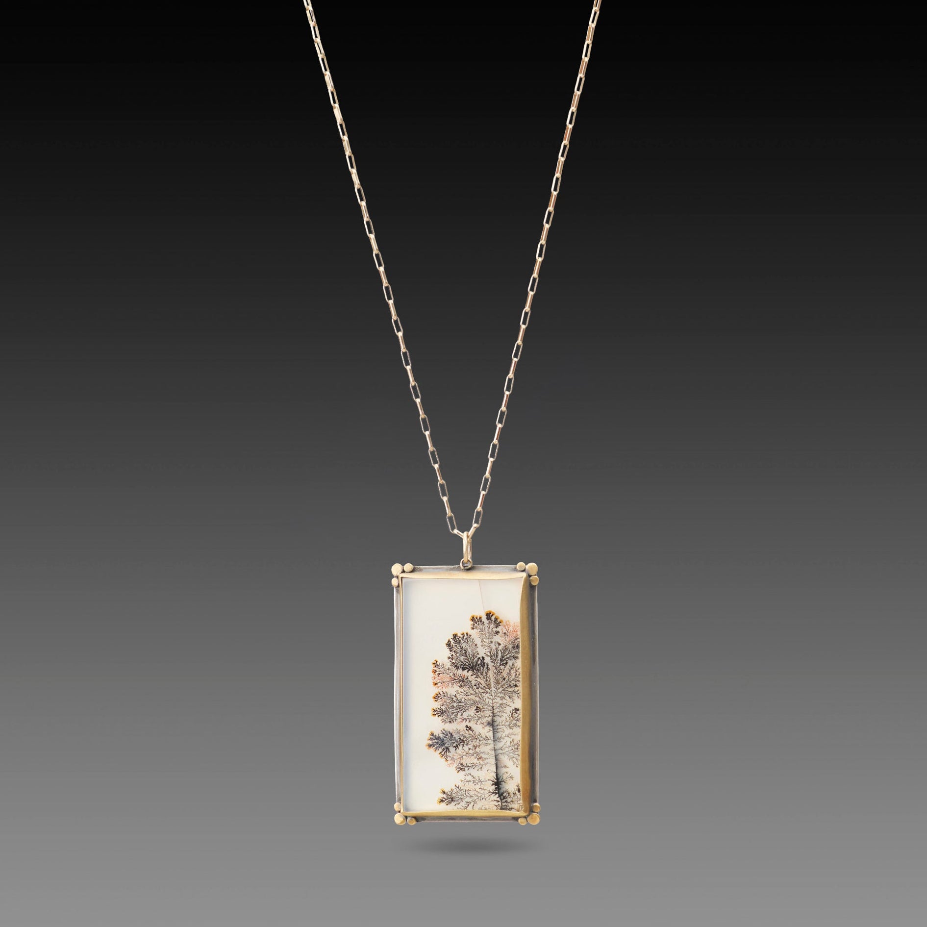 Dendritic Agate Necklace with Paperclip Chain - Ananda Khalsa