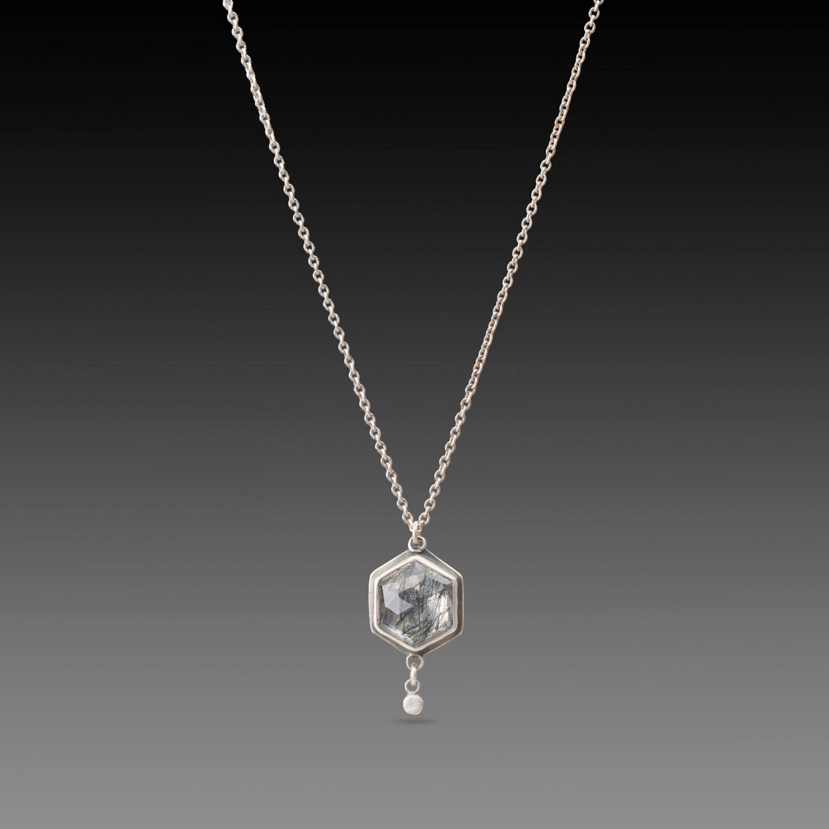 Tourmalinated Quartz Hexagon Necklace