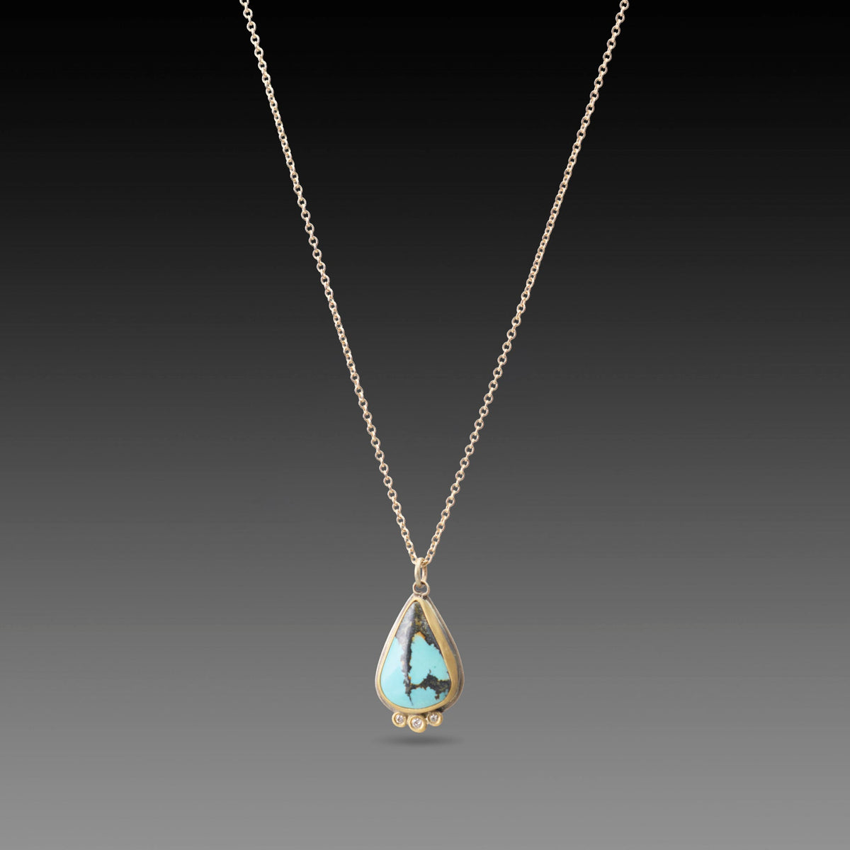 Turquoise Teardrop Necklace with Diamonds