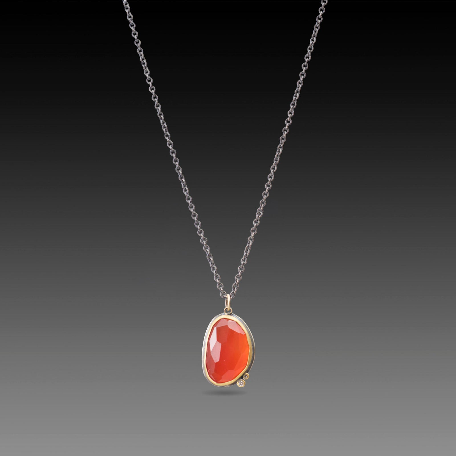Carnelian Necklace with Diamond Duo