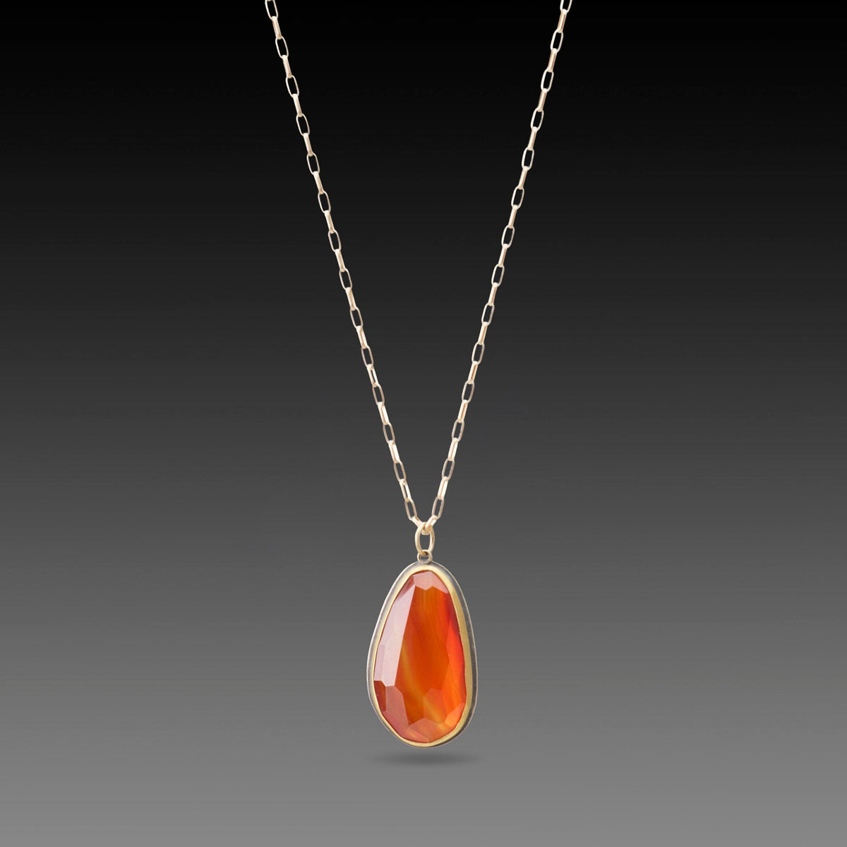 Carnelian Necklace with Paperclip Chain