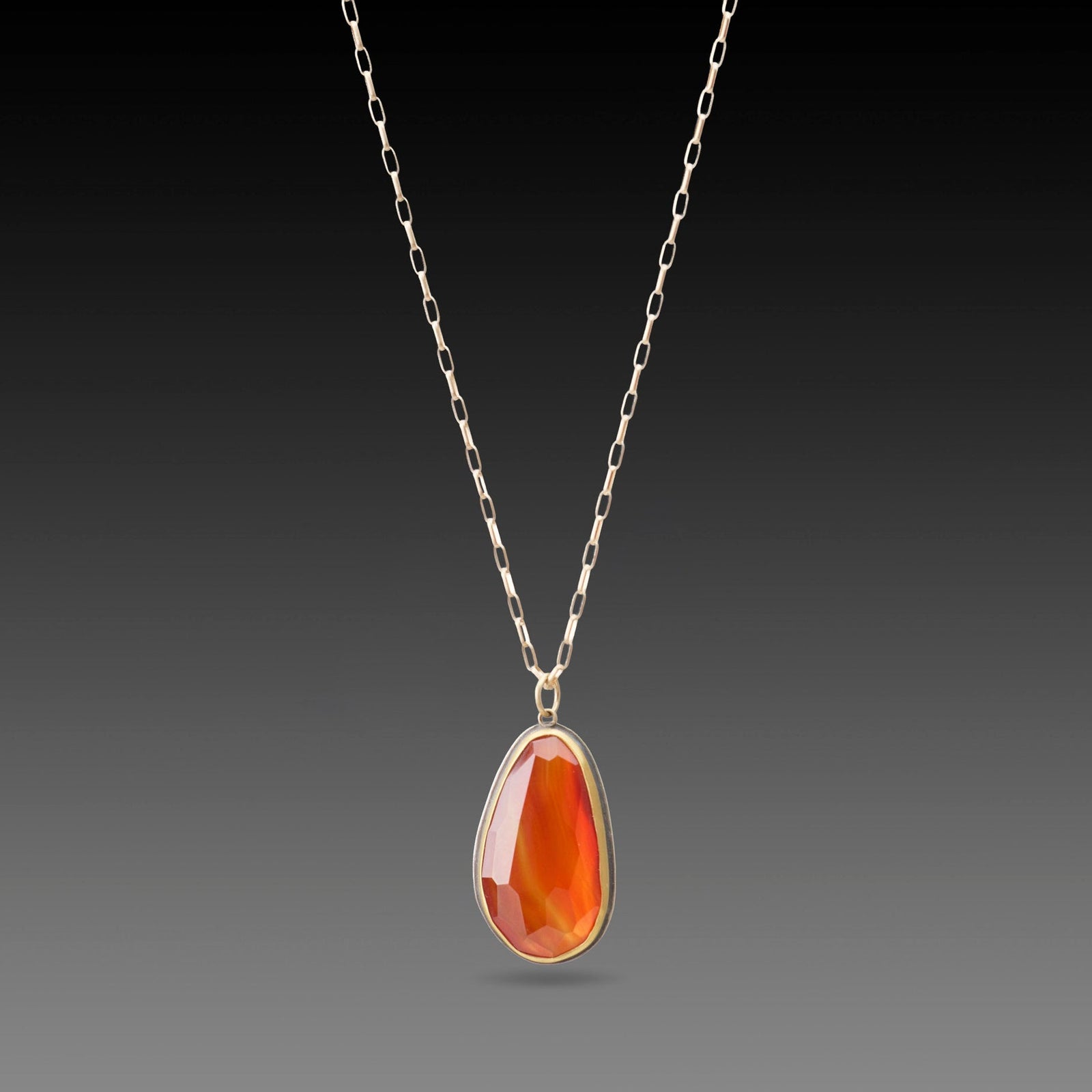 Carnelian Necklace with Paperclip Chain