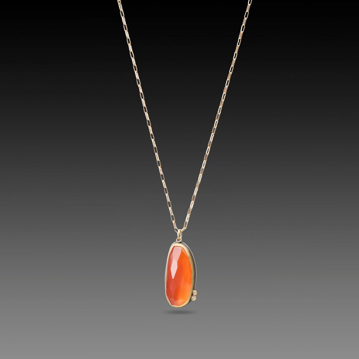 Carnelian Necklace with Diamond Duo