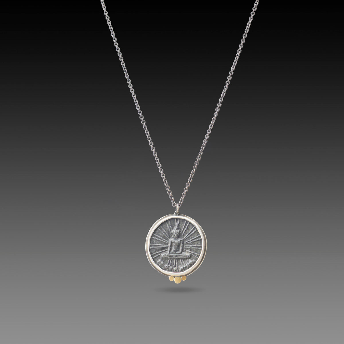 Thai Buddha Amulet Necklace with Three Gold Dots