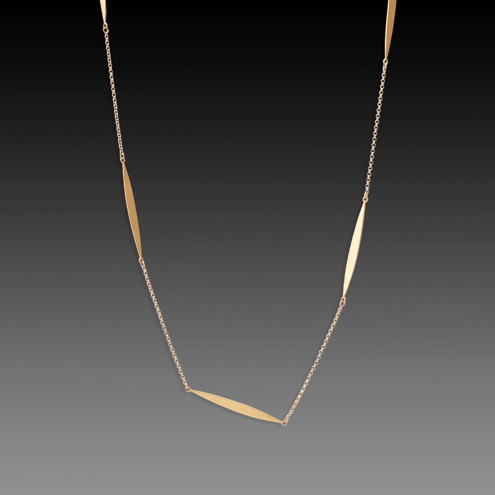 Long Leaf Gold Chain Necklace