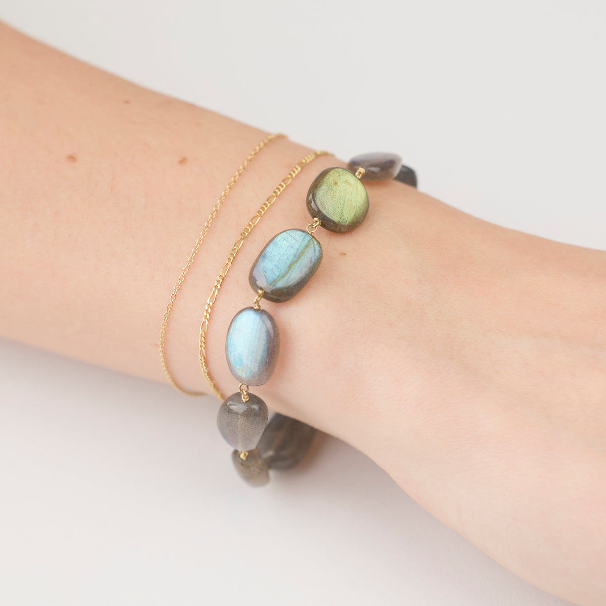 Large Labradorite & Gold Bracelet