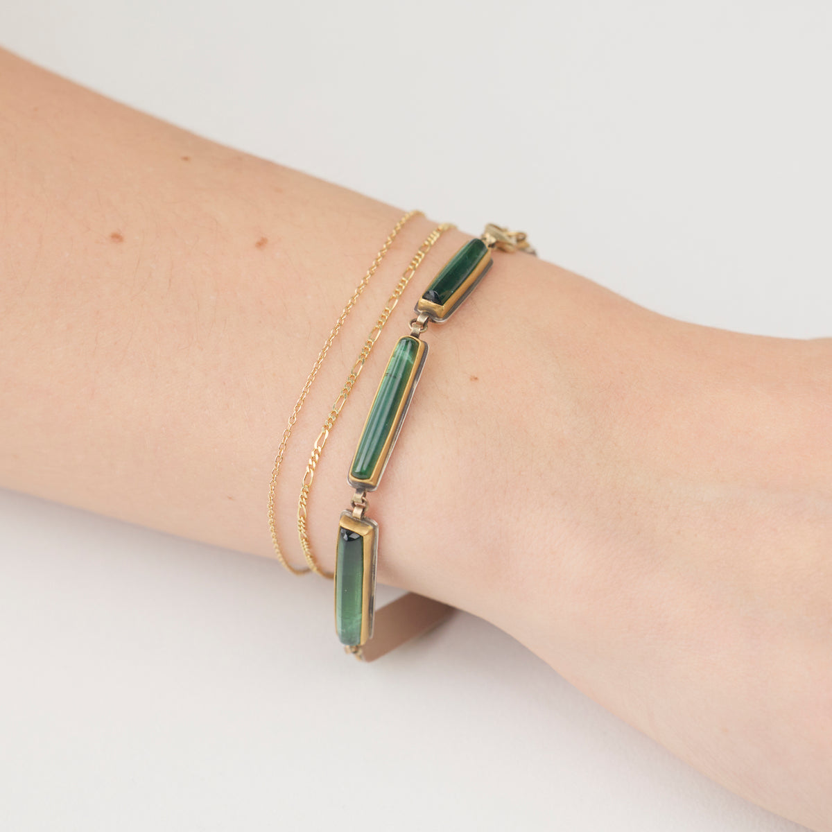 Green Tourmaline Linked Bracelet