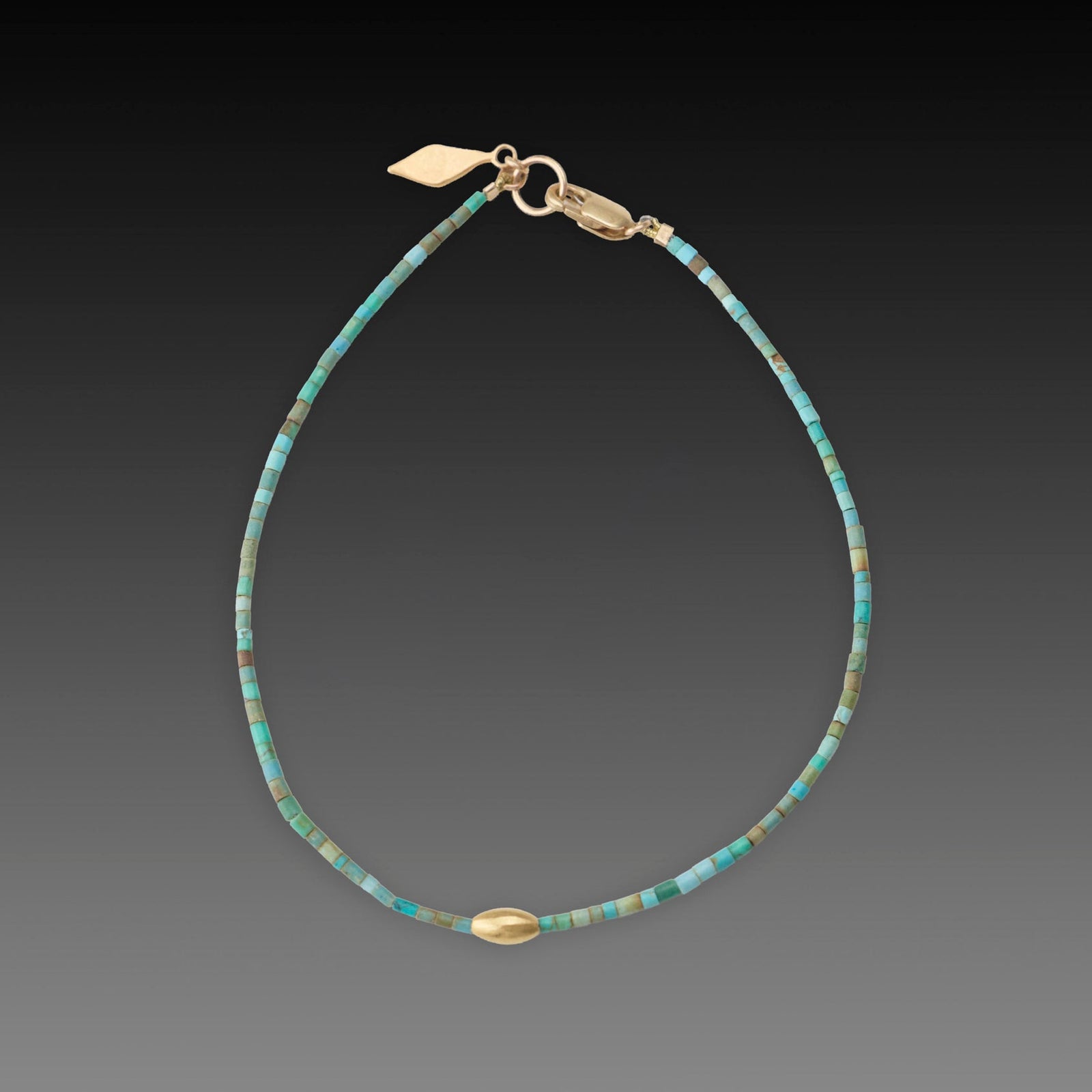 Turquoise Bracelet with 22k Diamond Charm