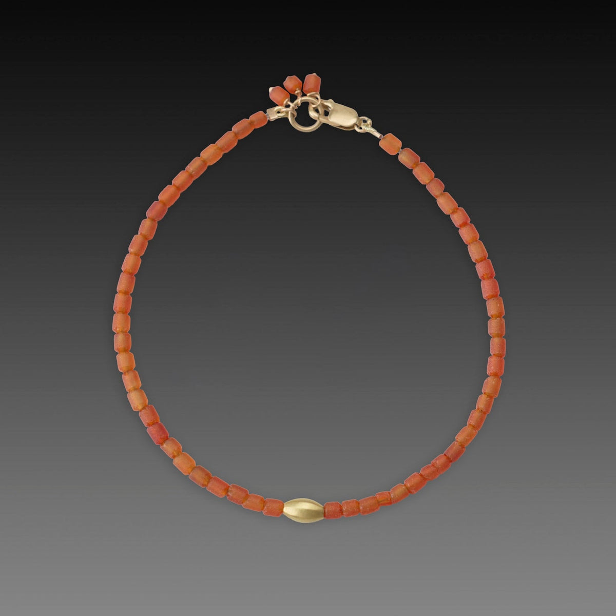 Carnelian Bracelet with Gold Rice Bead