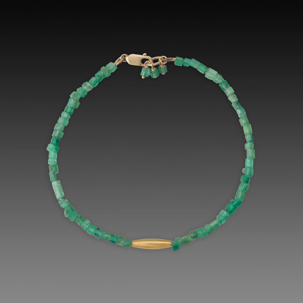 Emerald Bracelet with Elongated Rice Bead