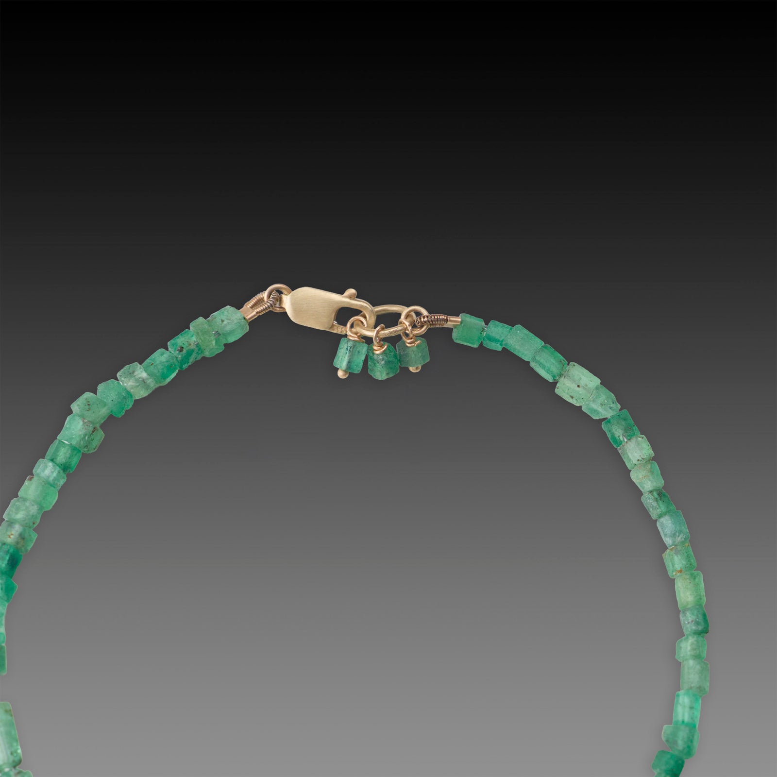 Emerald Bracelet with Elongated Rice Bead