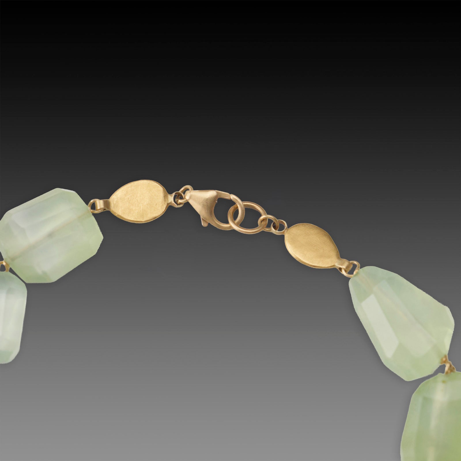 Prehnite Bracelet with 22k Gold Disks
