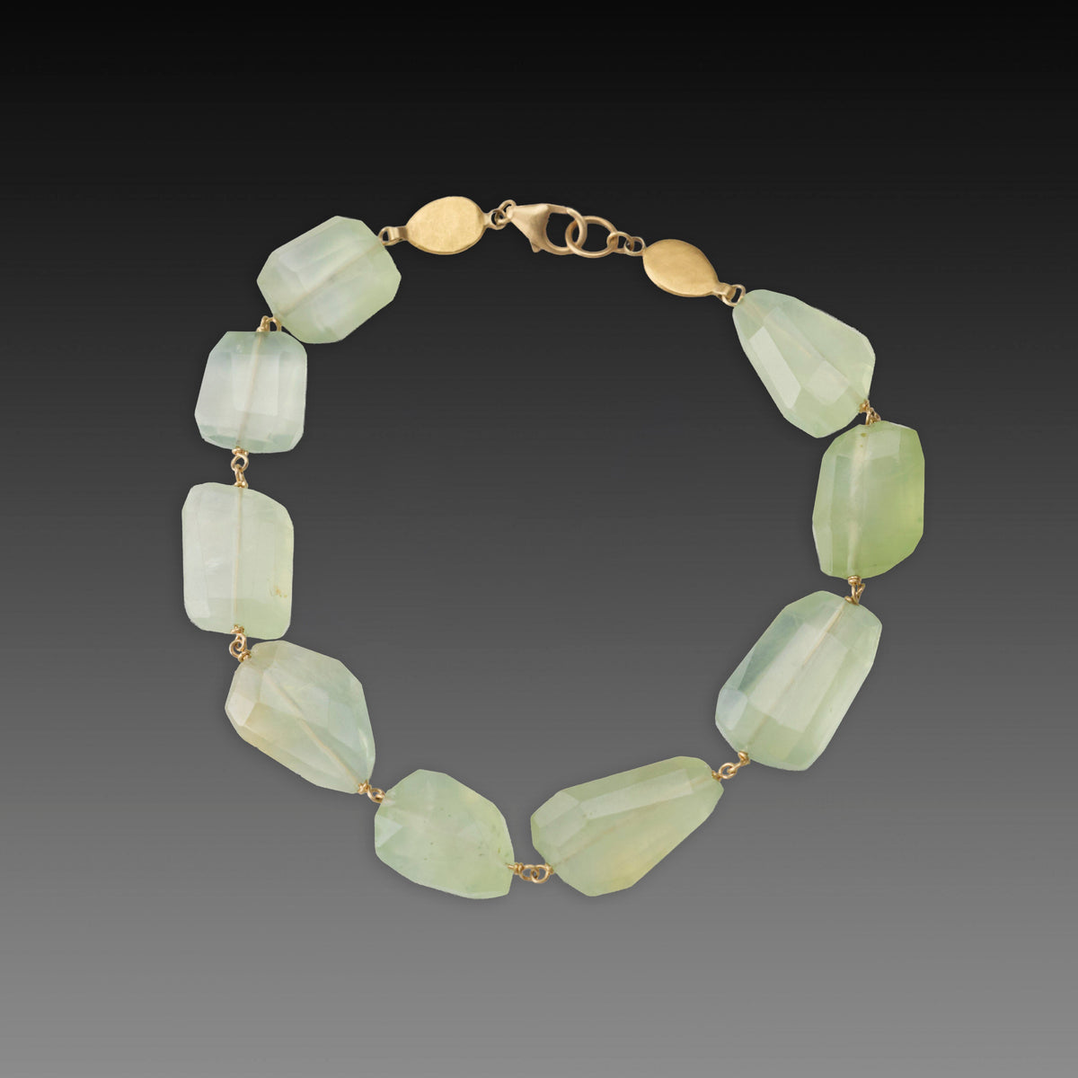 Prehnite Bracelet with 22k Gold Disks