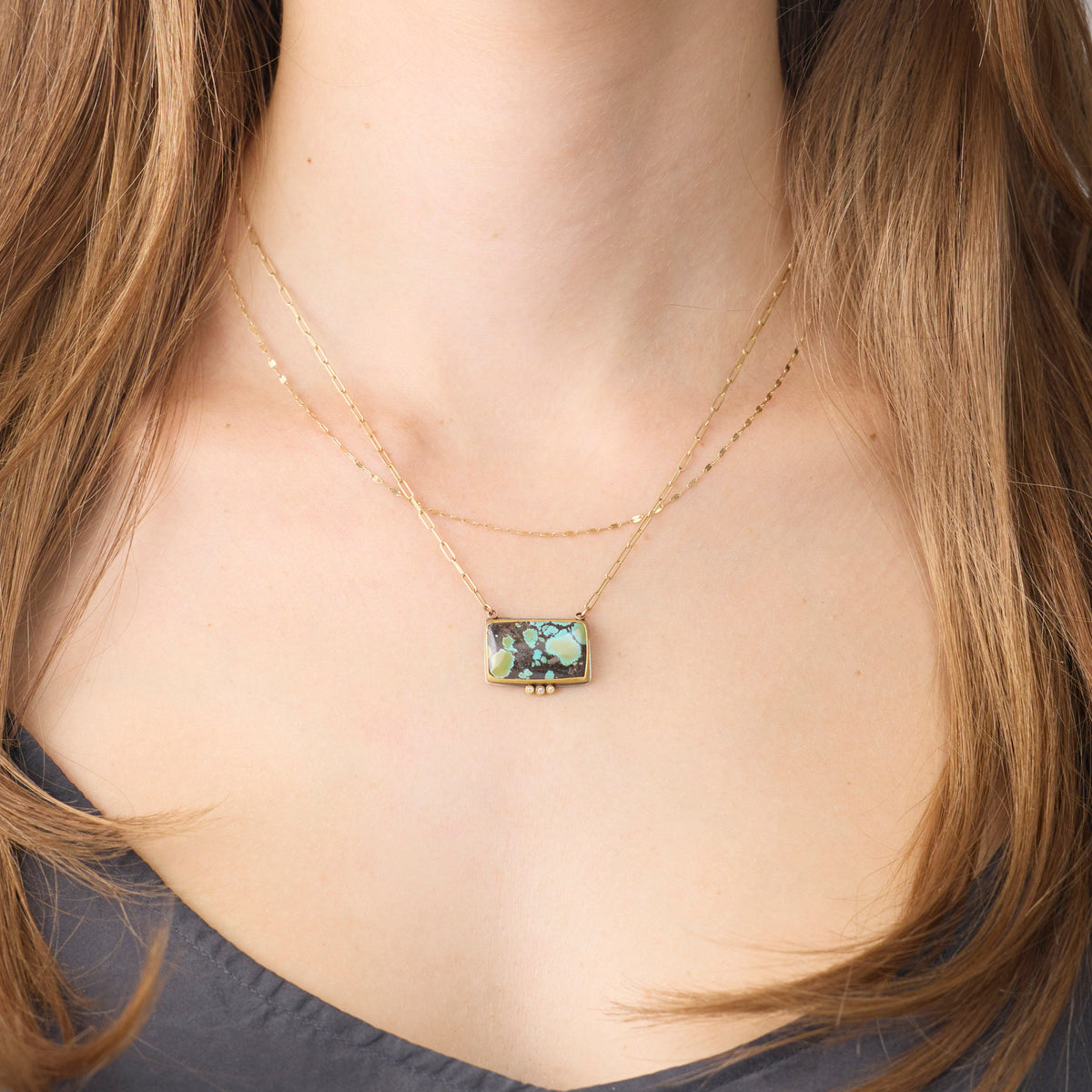 Turquoise Necklace with Diamonds