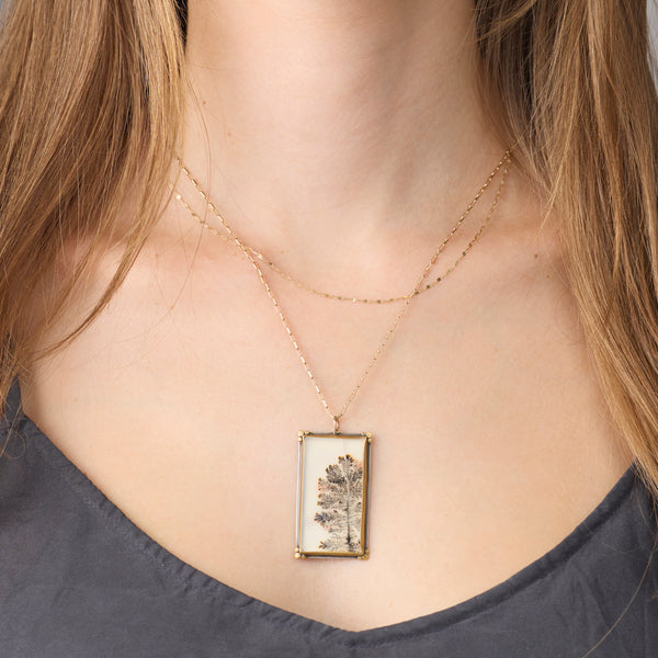 Dendritic Agate Necklace with Paperclip Chain - Ananda Khalsa