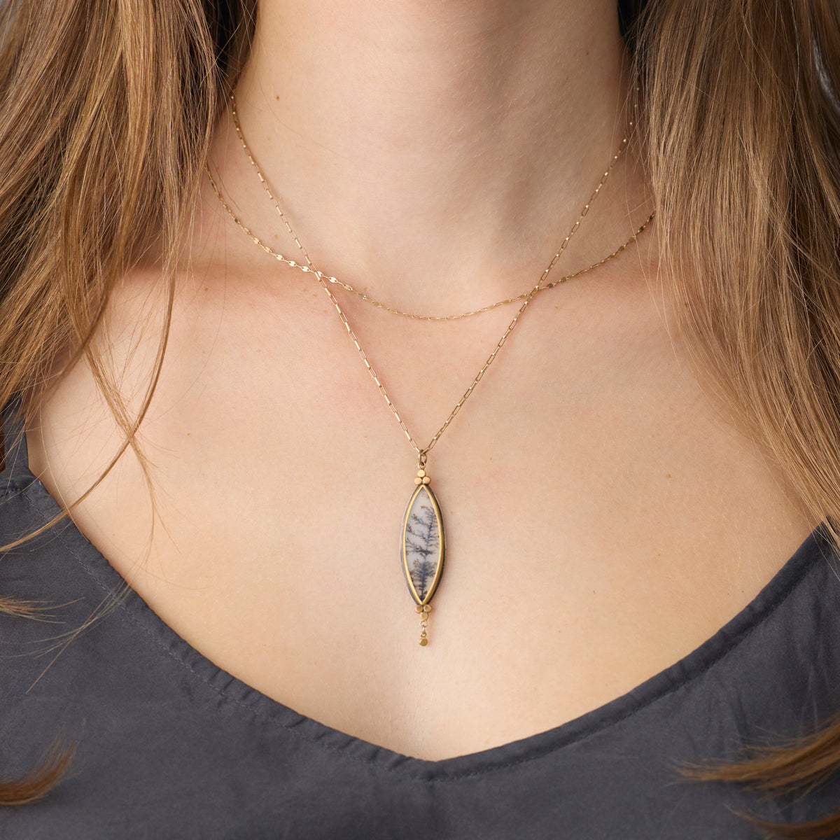 Marquise Dendritic Agate Necklace