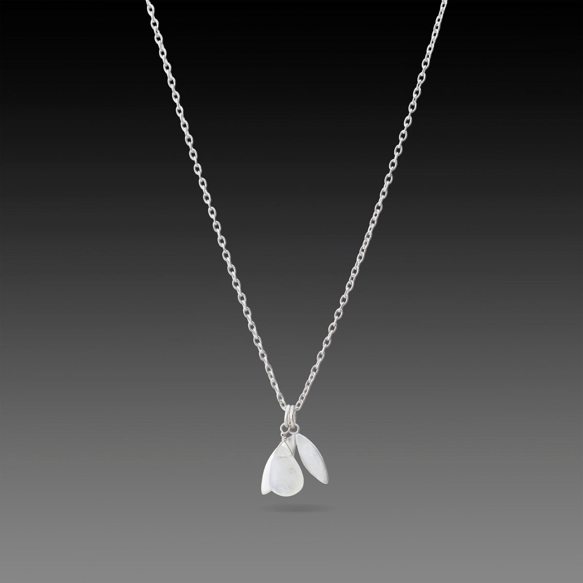 Moonstone Charm Necklace with Leaf