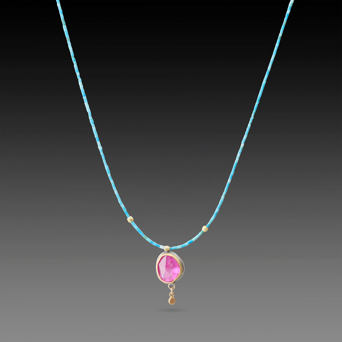 Ruby and Turquoise Beaded Necklace