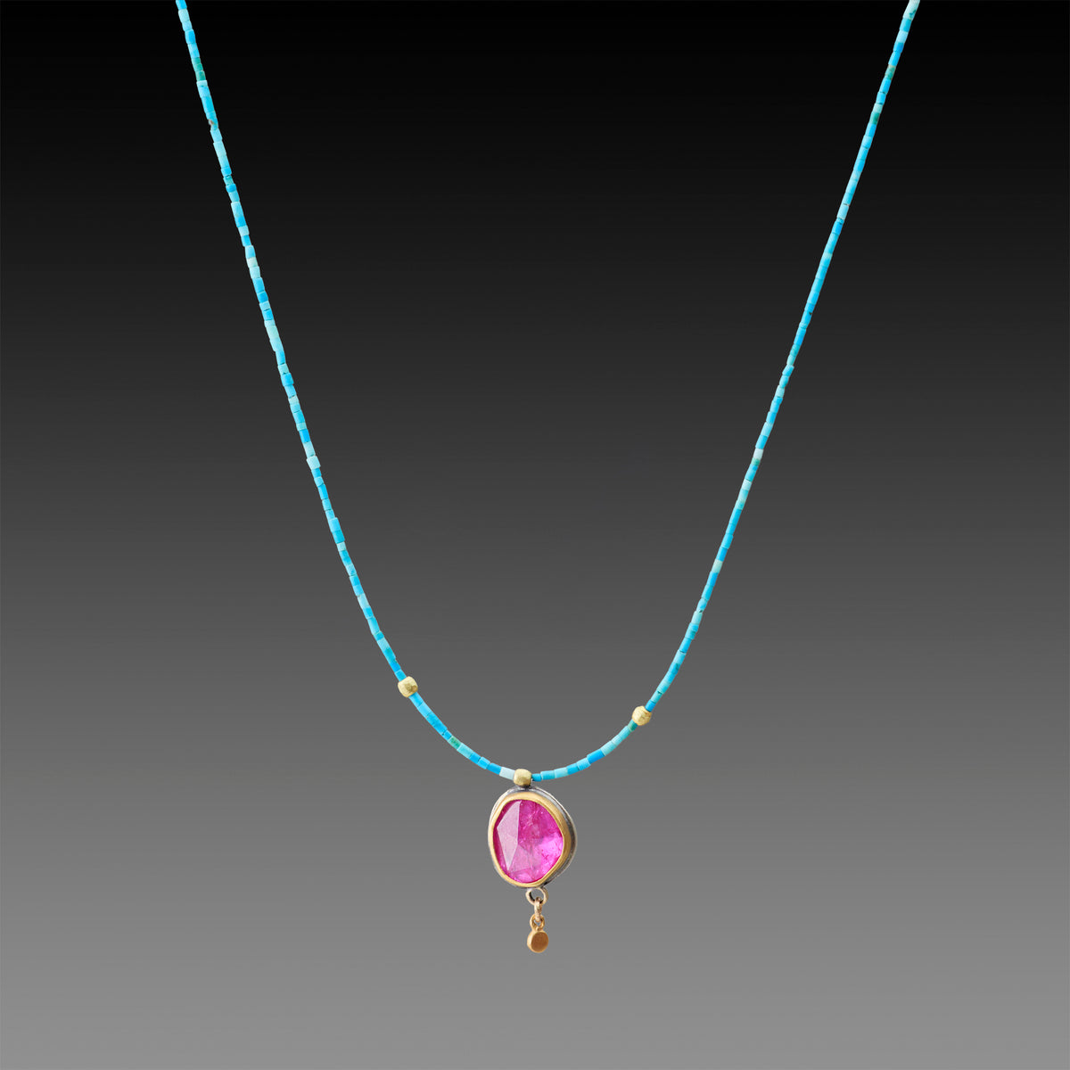 Ruby and Turquoise Beaded Necklace