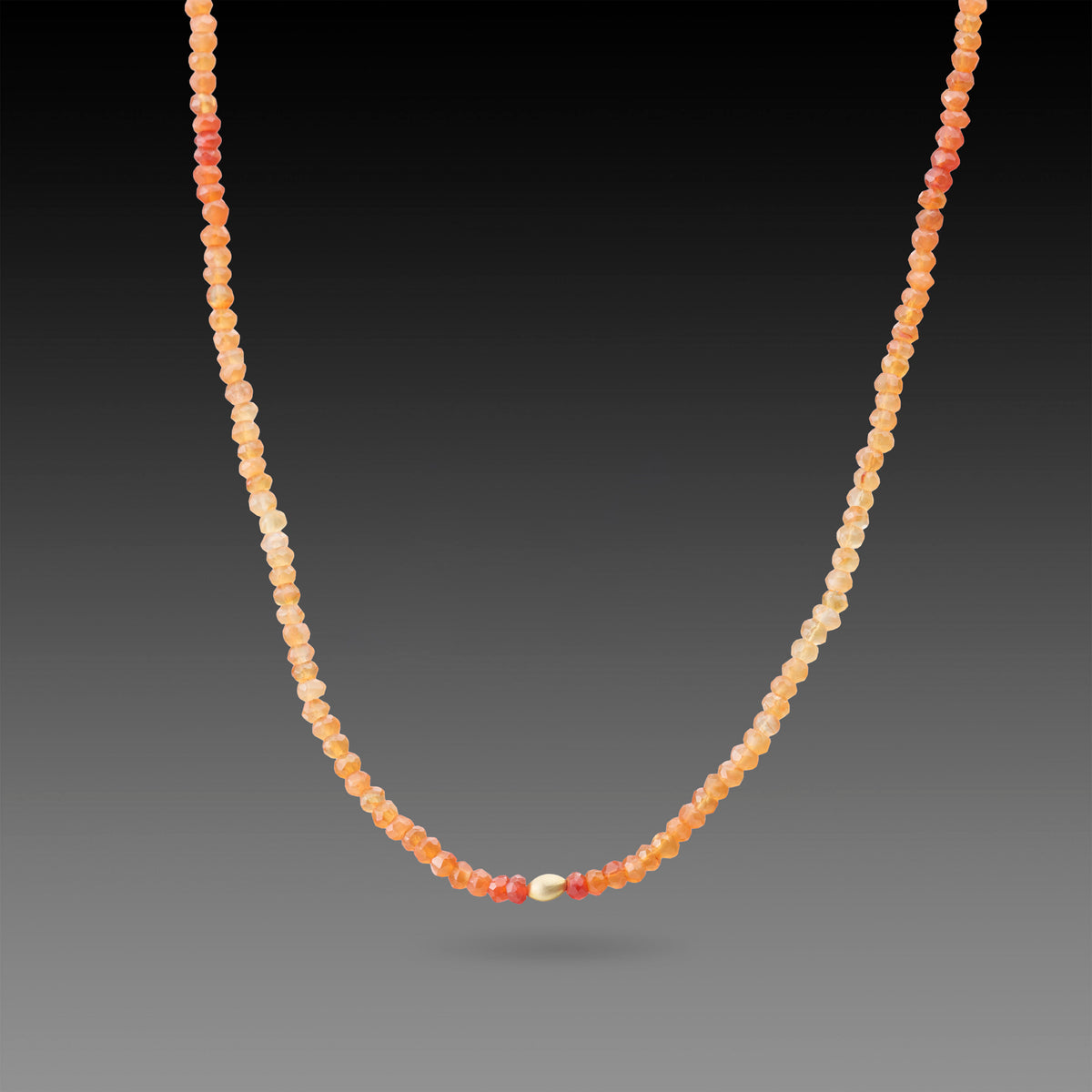 Ombre Carnelian Necklace with Gold Rice Bead