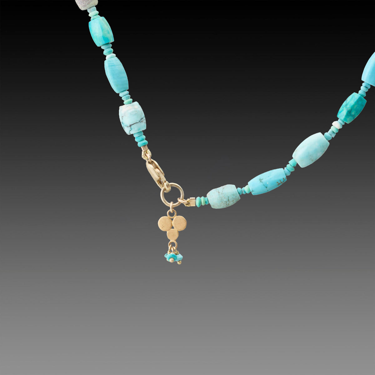 Turquoise Necklace with Gold Trio Charm